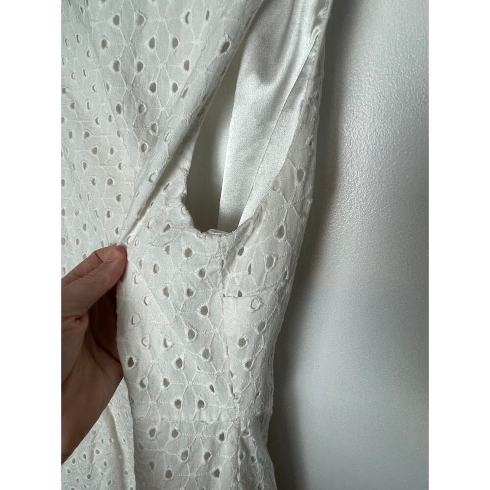 Eyelet Lace A-line Dress White Knee Length Y2K Womens Size 6 Sleeveless Sundress - Picture 13 of 16